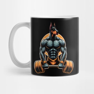 GYM doberman dog bodybuilder powerlifter Mug